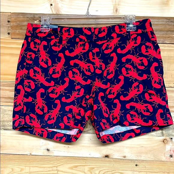 J. Crew size 6 Blue and Red Lobster Print Chino 5” Inseam Shorts with Pockets - Picture 1 of 12